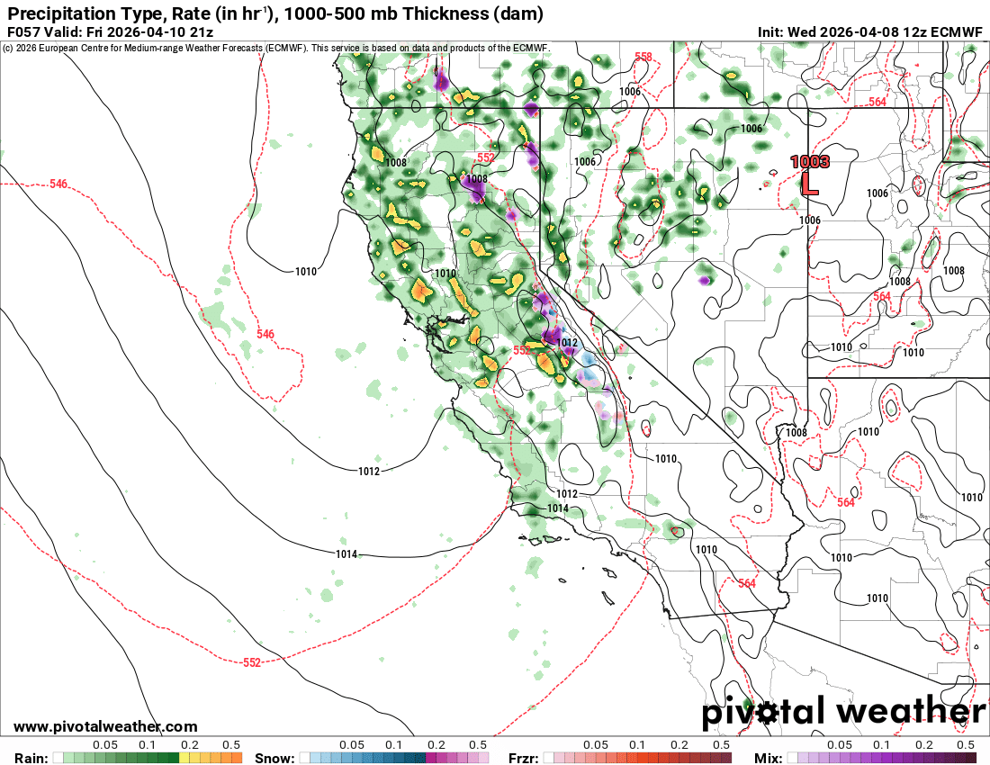 Convective showers over California