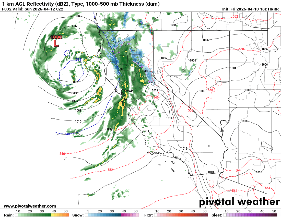 HRRR showing NCFR over California