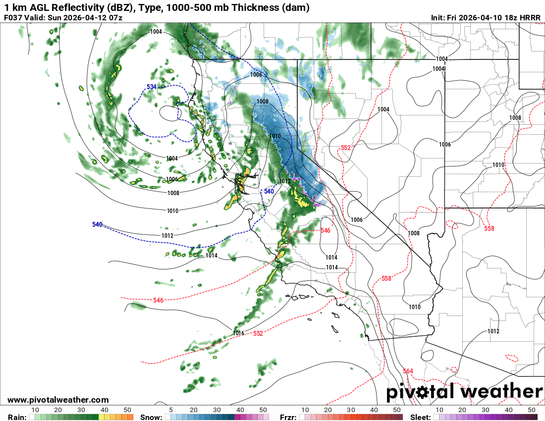 Frontal passage stalling over the Sierra