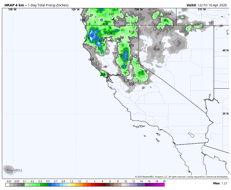 24 hour HRAP precip totals