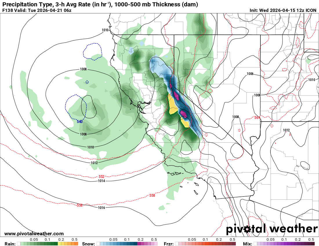 ICON model showing a frontal passage on Monday night