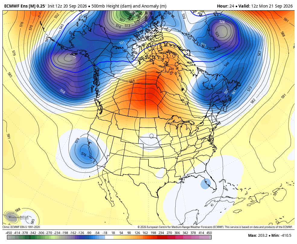 ECMWF showing a shortwave trough over California