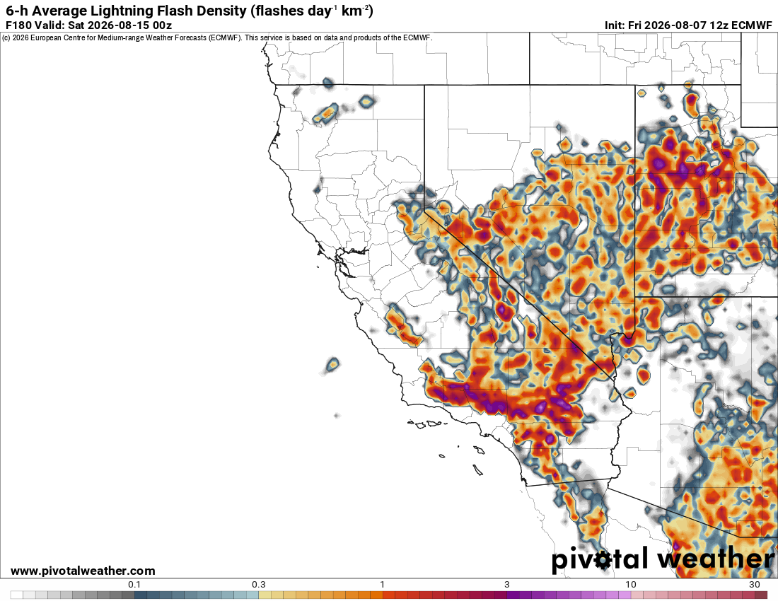 Lightning flash density for next weekend