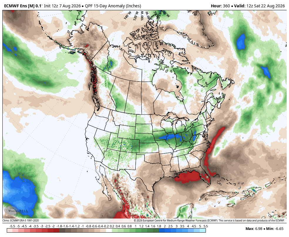15-day precipitation anomalies