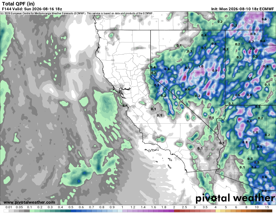 QPF forecast from the Euro model
