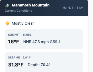 Temperature observations showing solid refreezes and daytime temps not cracking freezing at upper elevations