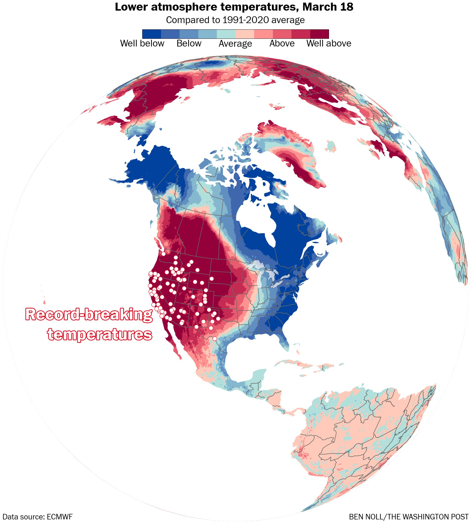 Temperature forecast showing highs in the 70s for Mammoth Lakes and mid-80s for Bishop