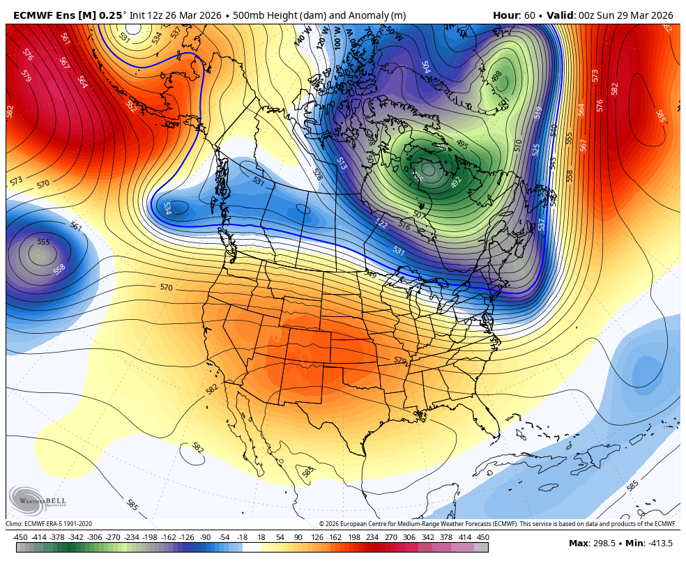 Weakening High Pressure moves Eastward, providing a relief from the heat